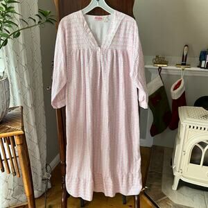 Vtg Lady Lindsay Large Pink Floral Lace long Sleeve Nightgown Dress cottagecore